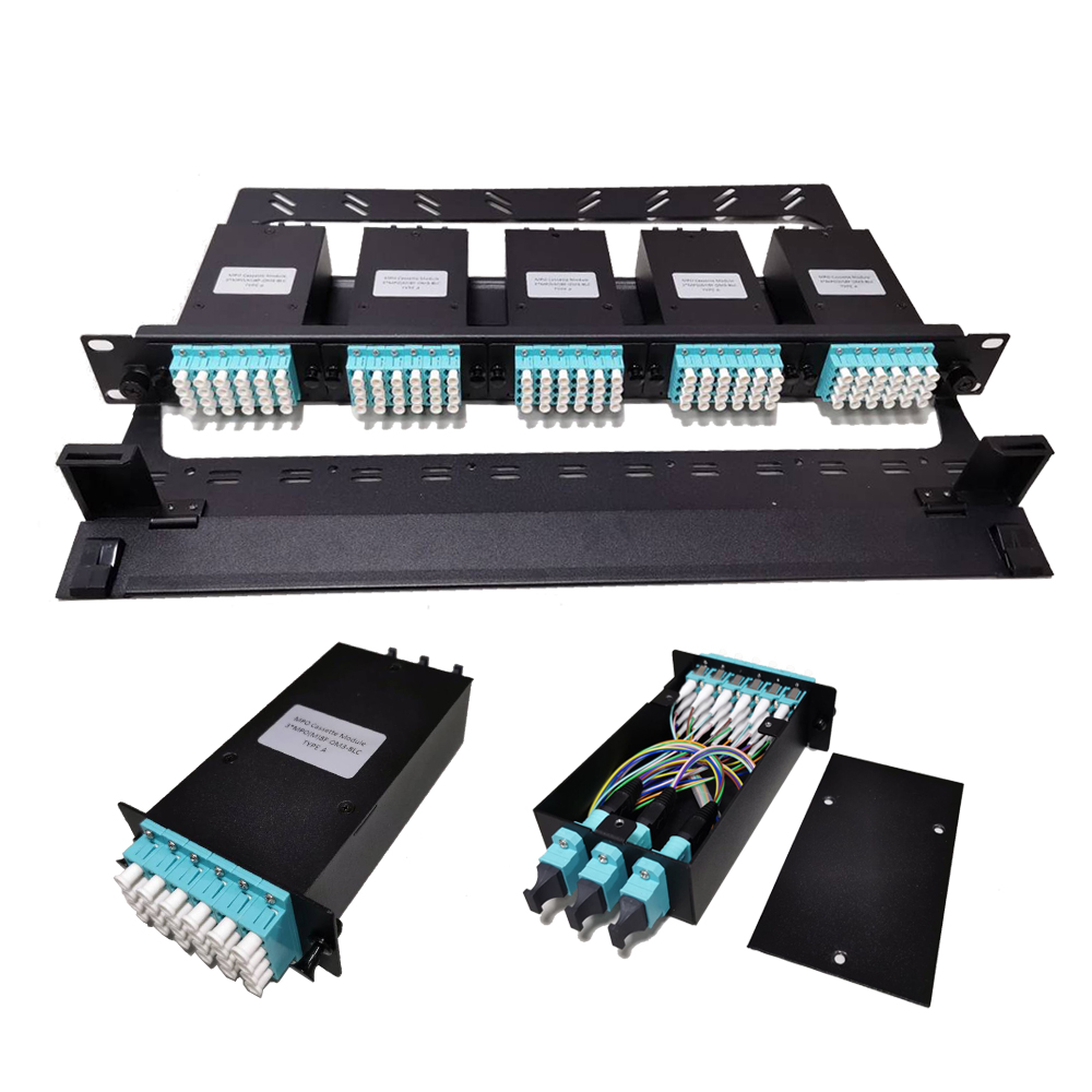 MTP MPO Rack Mount Fiber Optic Patch Panel with MPO Cassette Modules