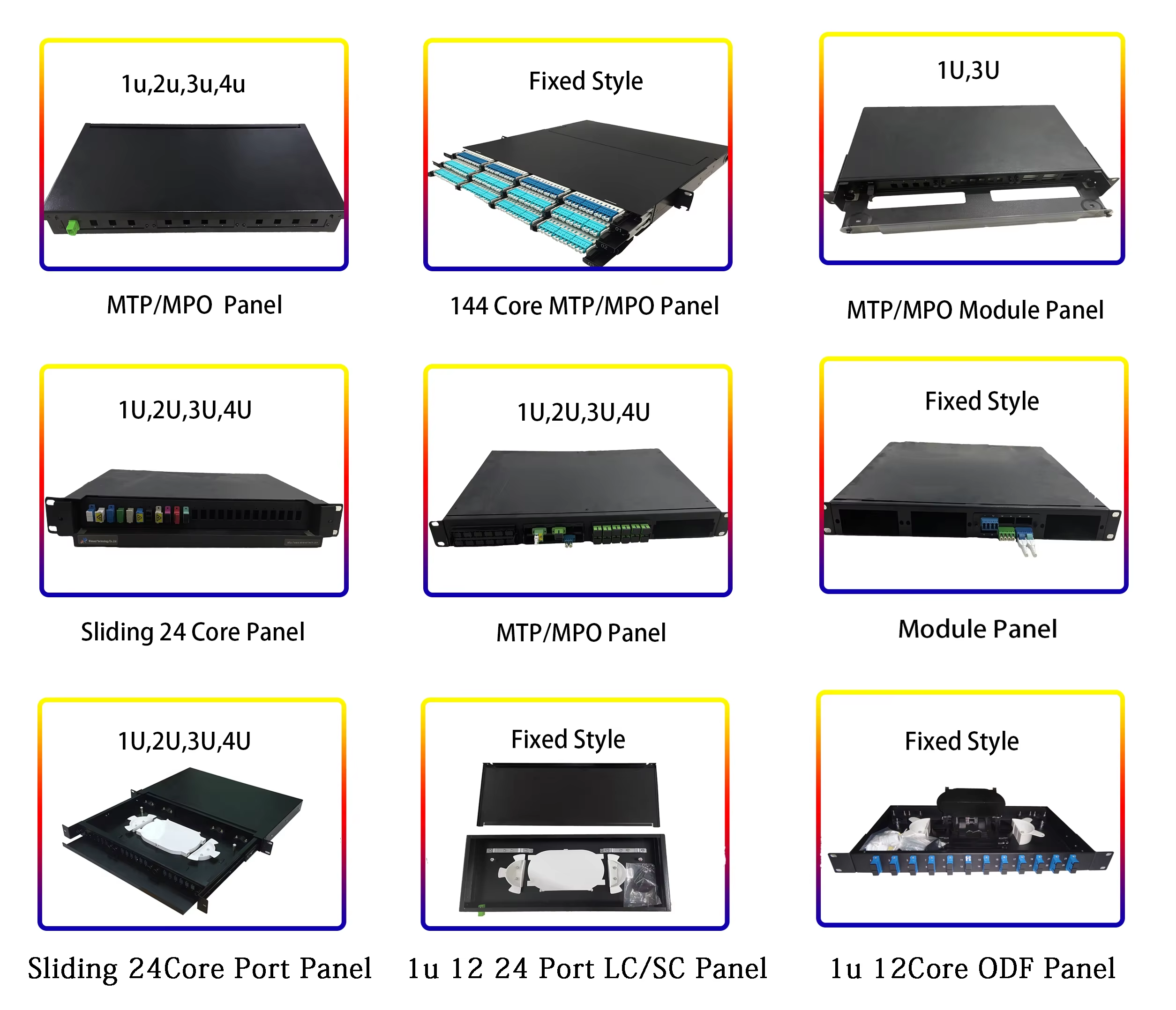 MTP MPO Rack Mount Fiber Optic Patch Panel with MPO Cassette Modules