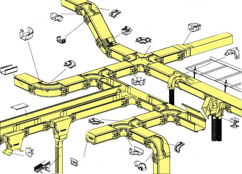 Yellow PVC Material Fiber Cable Raceway Trunking for Cable Management
