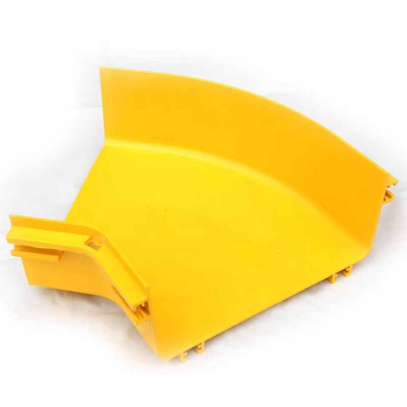 300mm Yellow PVC Material Fiber Cable Trey Horizontal Elbow For Cable Management