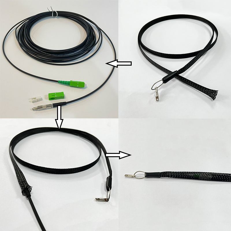 FTTH Through wall/conduit Pullable Pushable pre-connectorized SC bullet connector Fiber optic patch cord