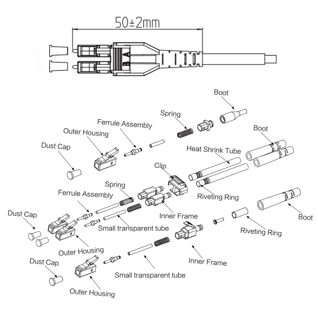 LC Uniboot Fiber Optic Connector