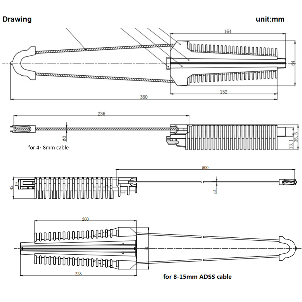 ADSS Aerial Fiber Cable Thermoplastic Anchor Clamps
