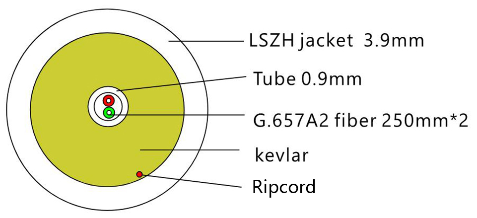 3.9mm Round FTTH Fiber Optic Drop Cable