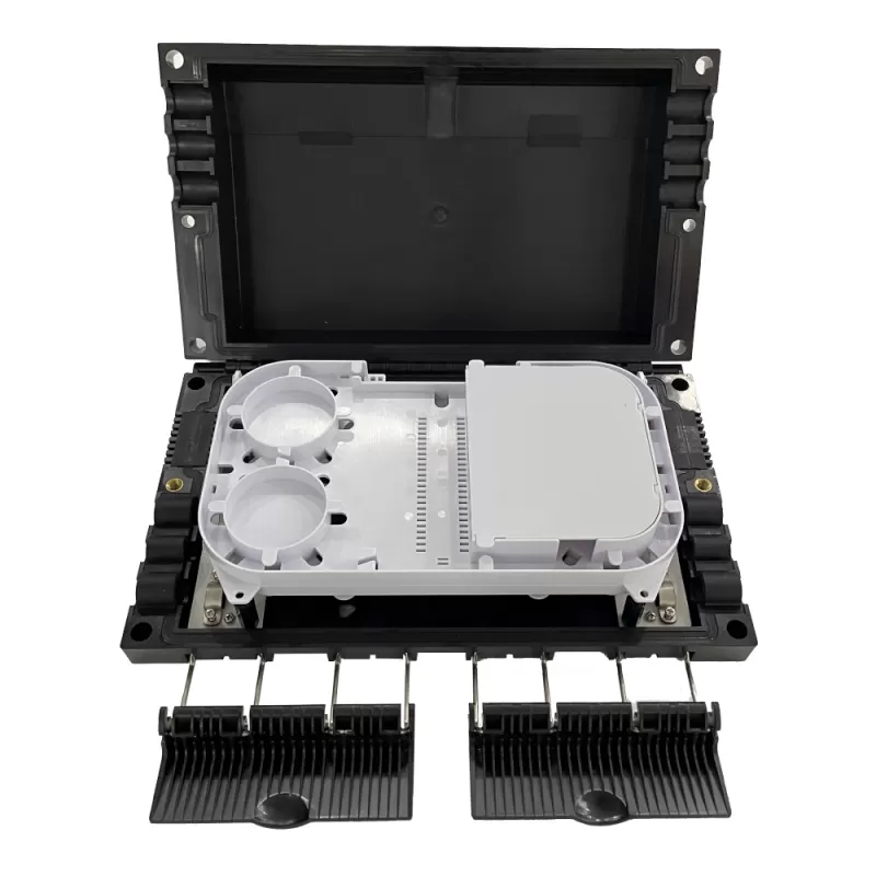 24 core FTTH Inline Horizontal Type Fiber Optic Splice Closure For Drop Fiber Cable