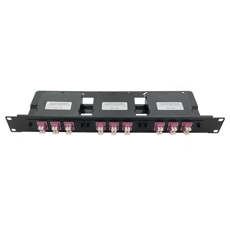12 24 36 Port MTP MPO Rack Mount Fiber Optic Patch Panel with MPO Cassette Modules