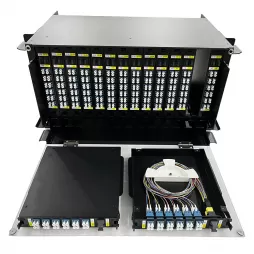 6U 336 Core MTP MPO Fiber Optic Patch Panel ODF With 14pcs OM3 MPO to LC Cassettes for Data Center