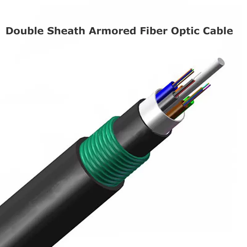 Double Sheath Direct Burial Fiber Optic Cable Stranded Loose Tube Armored Cable