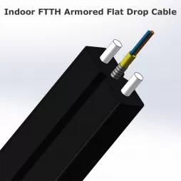 Indoor FTTH Armored Flat Drop Cable, Anti-rat Butterfly Flexible Steel Tube Spiral Armoured