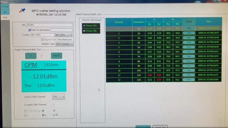 MPO Insertion Loss and Return Loss Tester