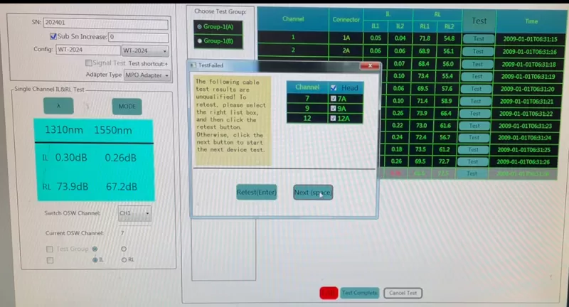 MPO Insertion Loss and Return Loss Tester