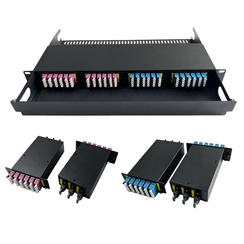 High-Density LC MPO Fiber Optic Patch Panel with 4 Modular Breakout Cassettes